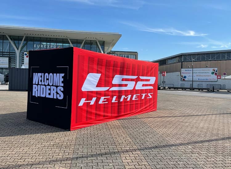 Couvre container toile salon Lyon LS2 fabrication Expo France