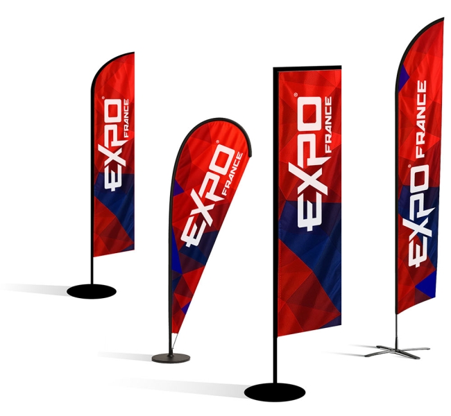 Drapeaux publicitaires tailles disponibles Expo France