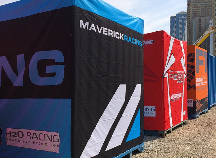 Housse containers course bateau-Expo France