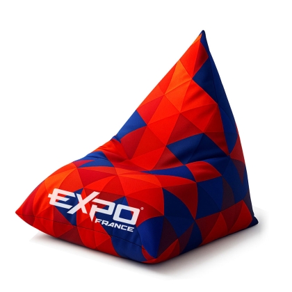POUF personnalisable &agrave; billes Expo France disponible &agrave; la livraison