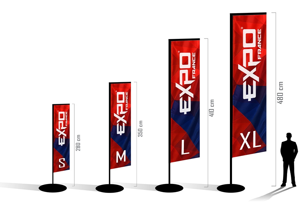 Drapeau publicitaire wind &eacute;v&egrave;nementiel Expo France
