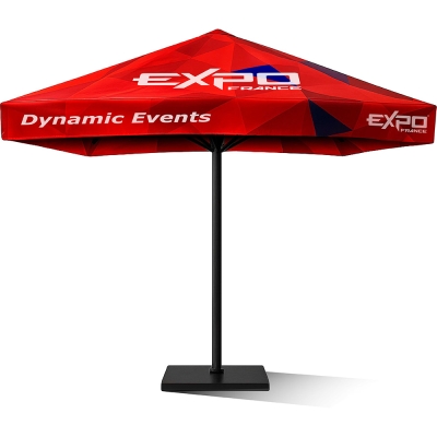 Parasol publicitaire personnalisable &eacute;v&egrave;nementiel Expo France