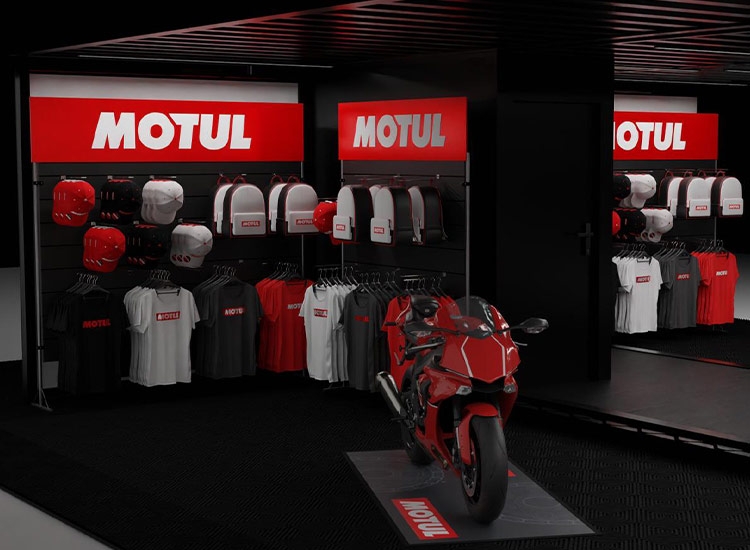 Am&eacute;nagement container boutique v&ecirc;tements Motul 