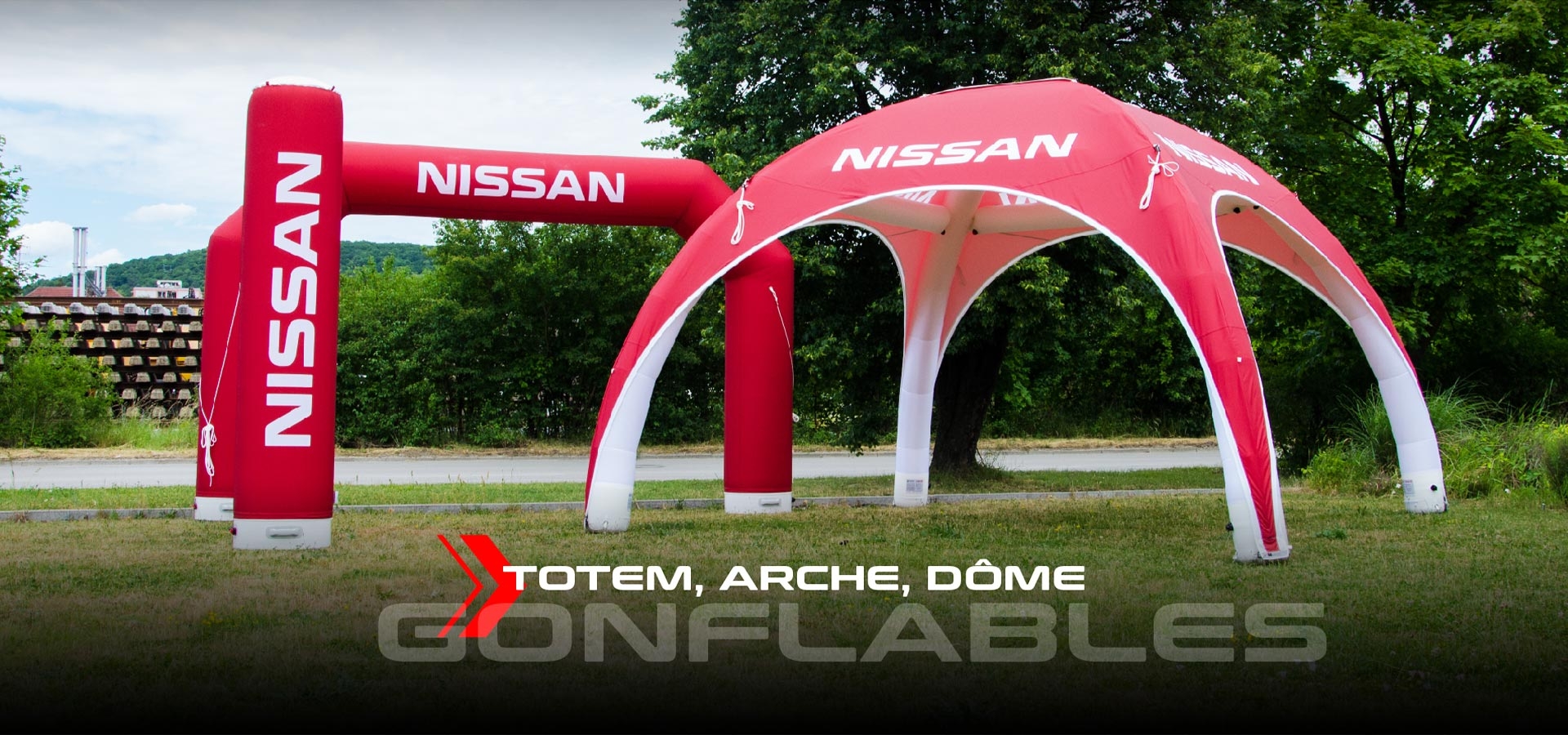 Arche totem d&ocirc;me gonflable personnalisable Expo FRANCE